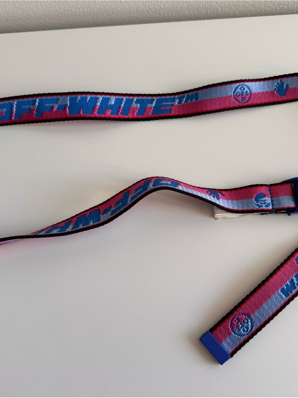 Off-White Pink & Blue Logo Webbing Belt
